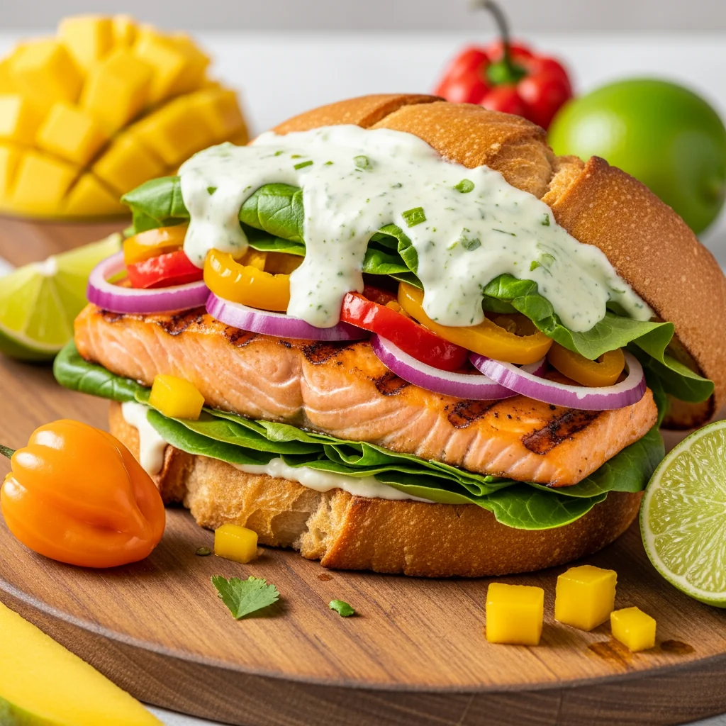 Mango Habanero Salmon Sandwich